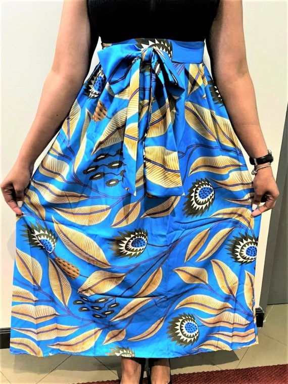 High-Waist Skirt African Leaves